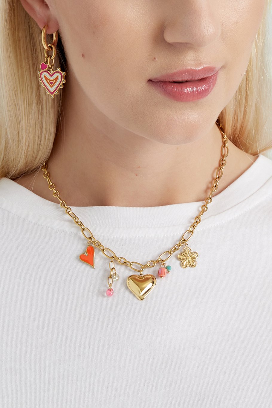 Halskette mit Charm „Sommer der Freude“ – Goldfarbe - Goldfarbefarbe Bild2